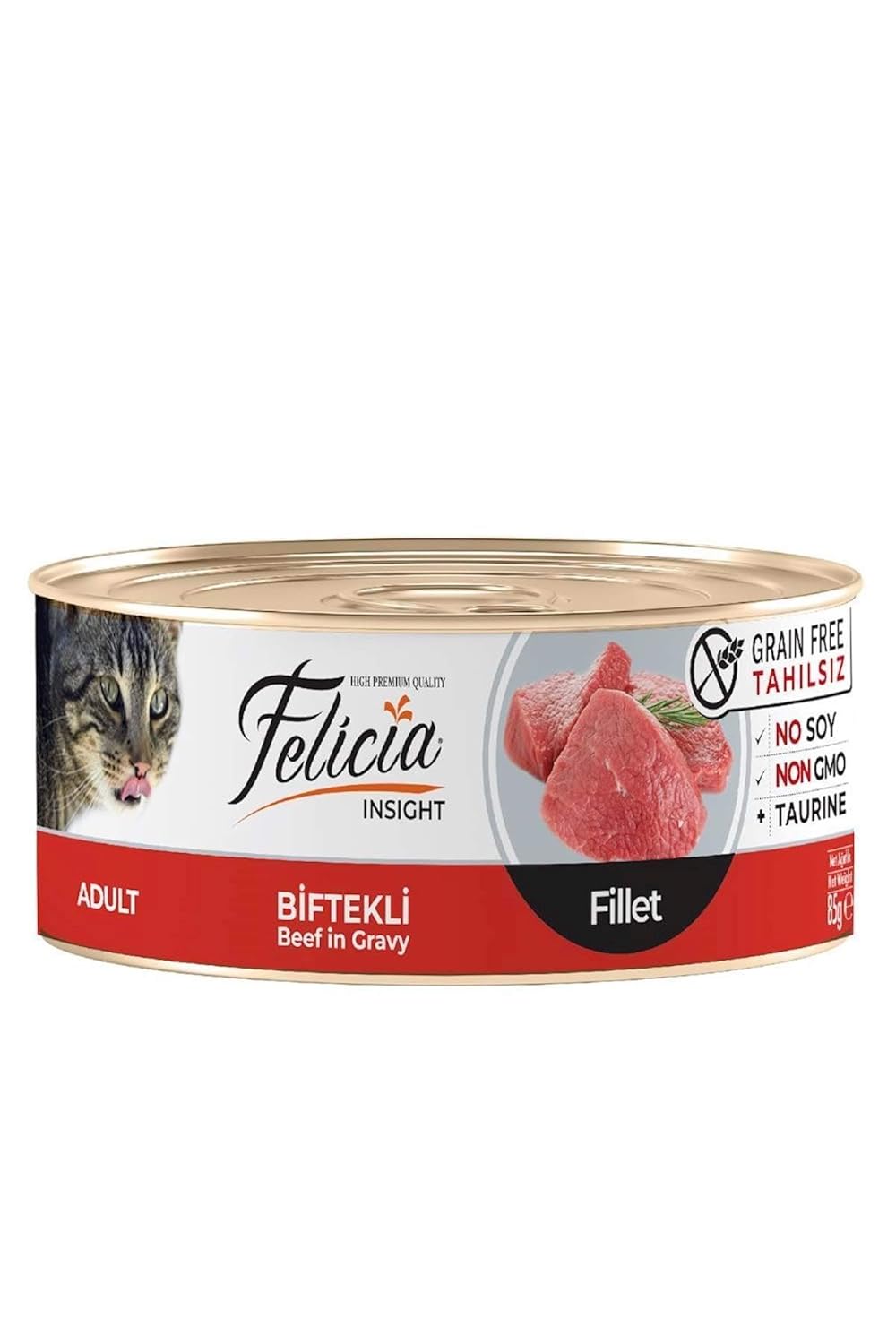 Felicia Yaş Kedi Maması, Biftekli Fileto, Tahılsız, 85 Gr