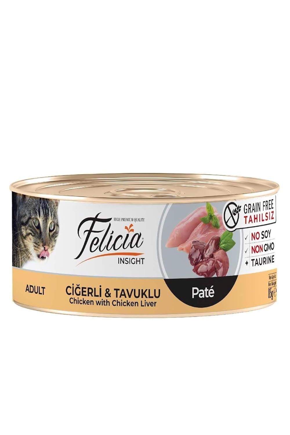Felicia Yaş Kedi Maması, Ciğerli-Tavuklu Kıyılmış, Tahılsız, 85 g