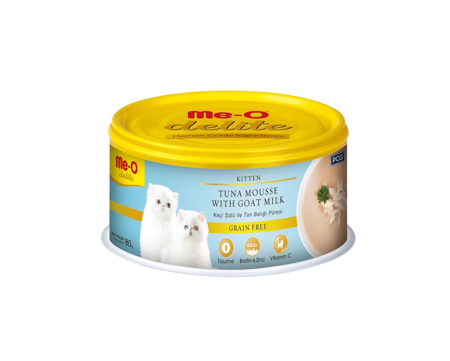 Me-O Delite Yavru Kedi Keçi Sütü ile Ton Balığı Püresi Konserve, 80 gr