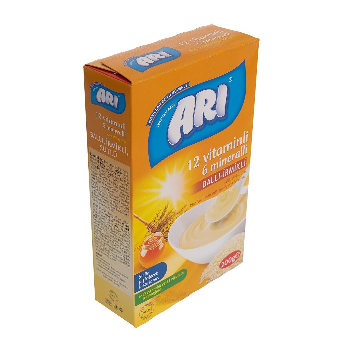 Arı Mama Pirinç Unu 12 Vitaminli 6 Mineralli Sütlü Ballı İrmikli 200 Gr