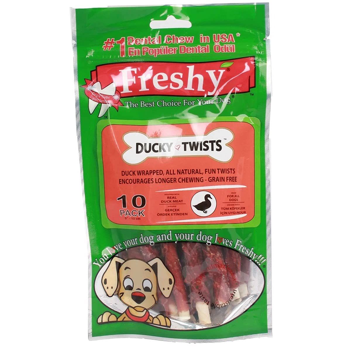 Freshy Ördek Kaplı Sütlü Burgu Köpek Ödülü 90 Gr 10 Lu Renkli