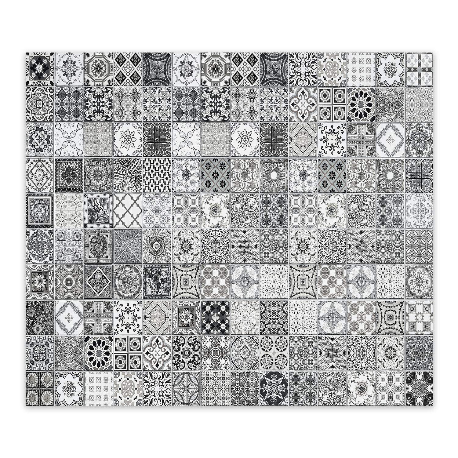 Decorita 10011506005 Karakalem Desen Cam Ocak Arkası Koruyucu, 52cm x 60cm
