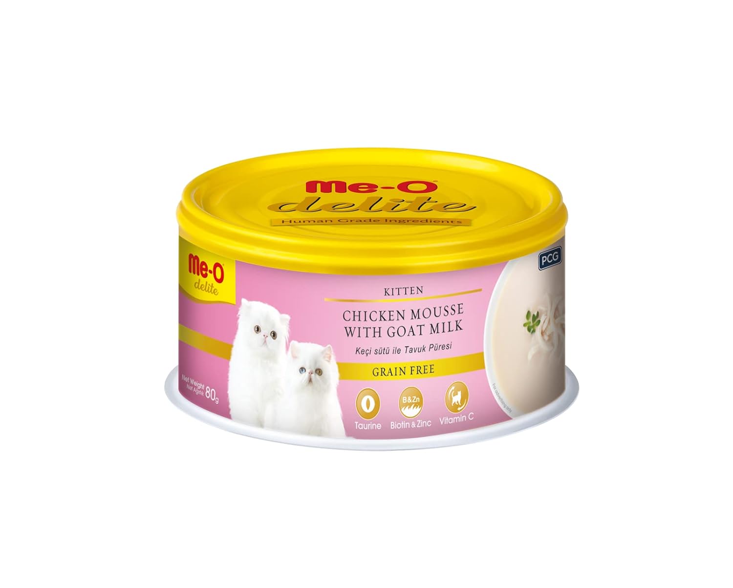 Me-O Delite Yavru Kedi Keçi Sütü ile Tavuk Püresi Konserve, 80 gr