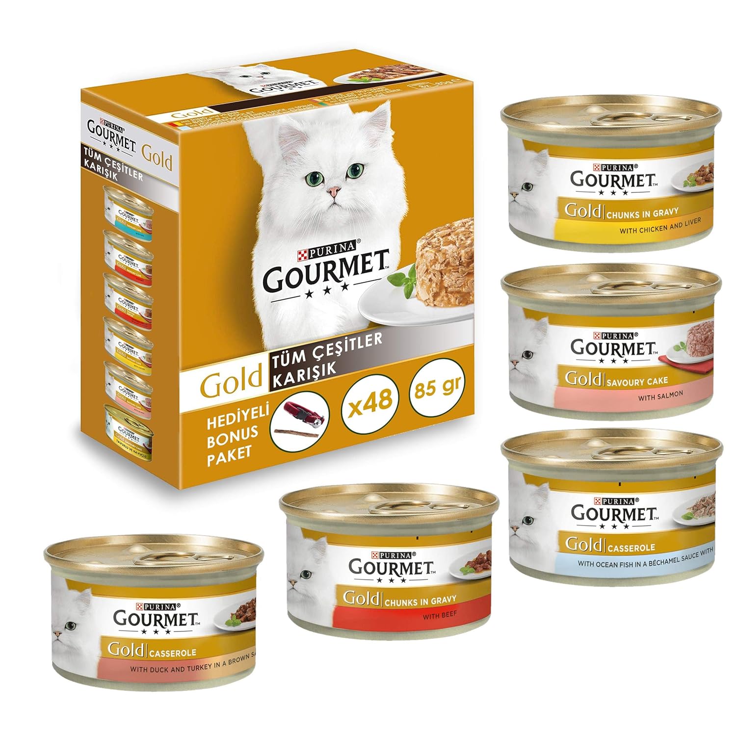 Gourmet Gold Komple Karisik Kedi Yaş Maması 48x85 gr