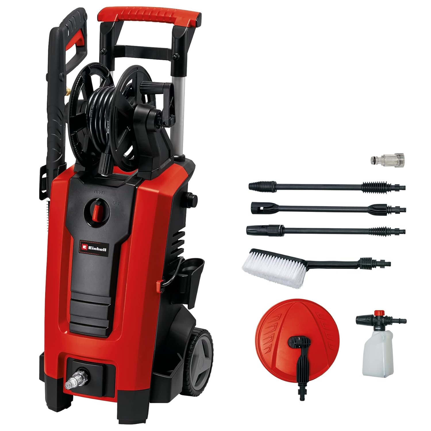 Einhell Yüksek Basınçlı Yıkama Makinesi TE-HP 140 (1.900 W, maks. 140 bar, modüler hızlı bağlantı sistemi, yüksek basınç hortumu, tabanca, lans, çeşitli nozullar, fırça, sprey kabı dahil) - 4140760