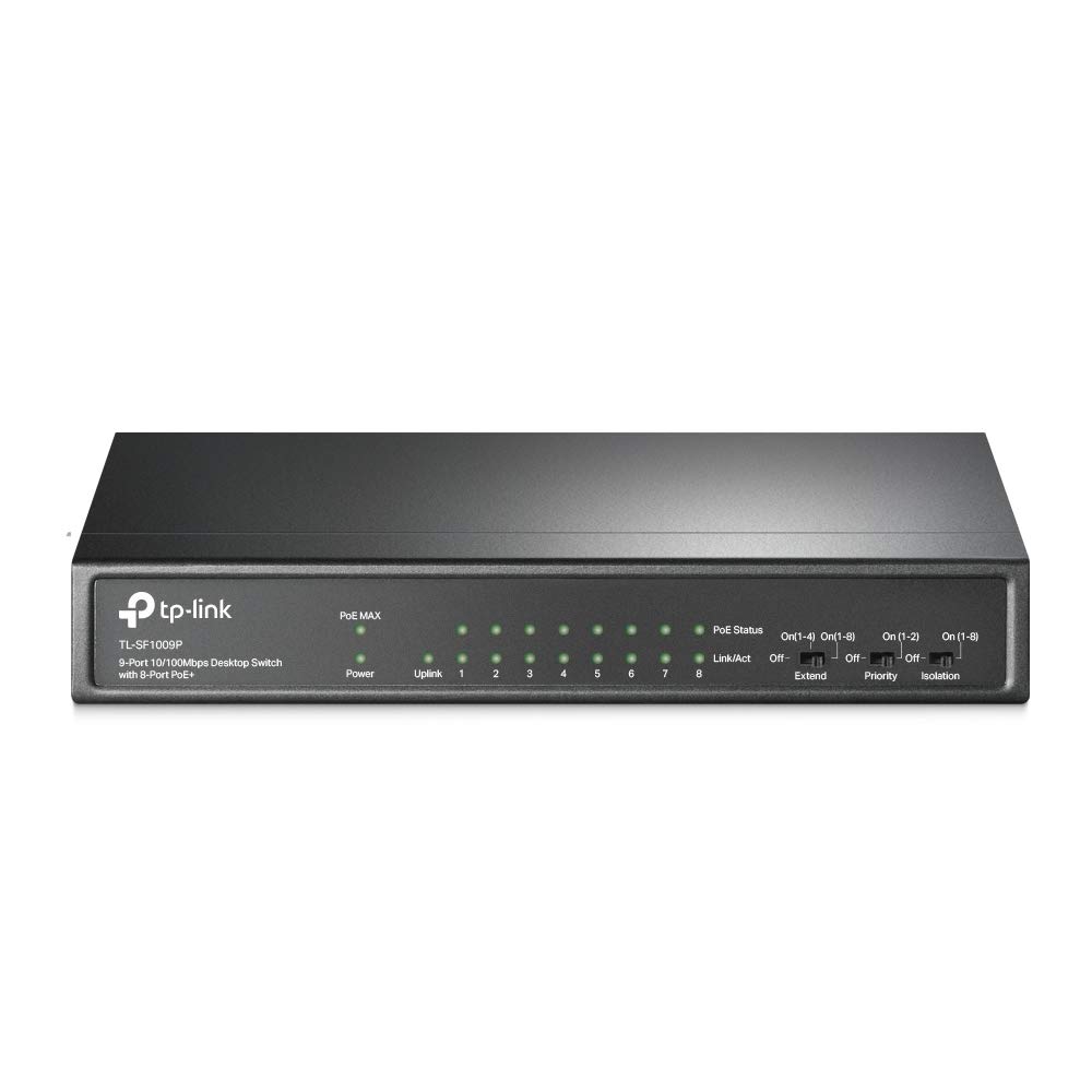 TP-Link TL-SF1009P, 9-Port 10/100Mbps Desktop Switch with 8-Port PoE+