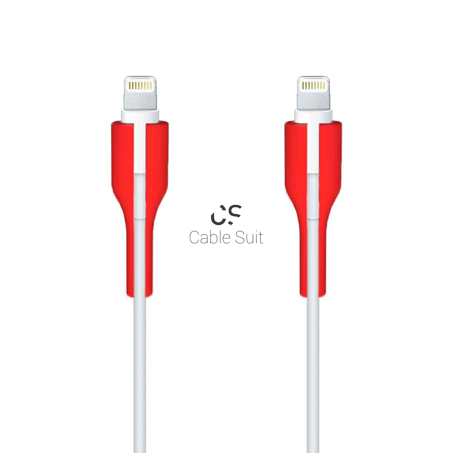 Cable Suit iPhone Lighting, Kablo Koruyucu, Konnektör 2’li (Kırmızı)