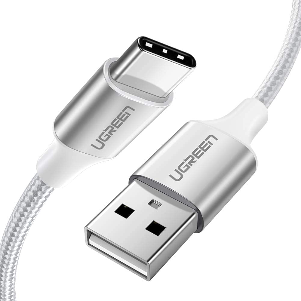 Ugreen Örgülü USB Type-C Şarj ve Data Kablosu, Beyaz, 25 CM