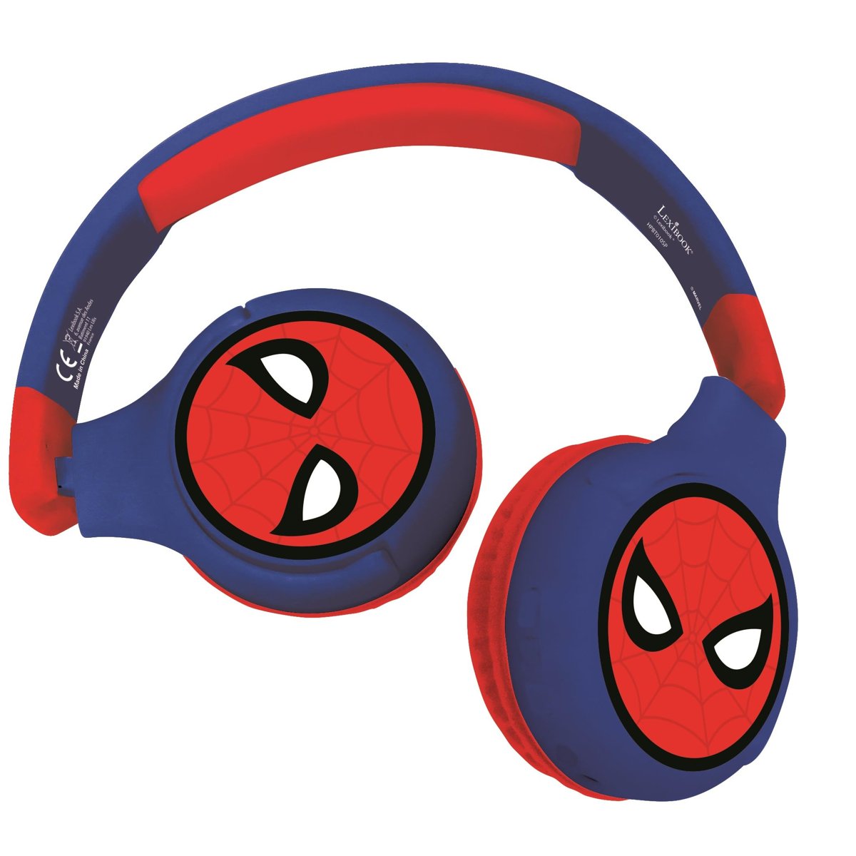Lexibook Spiderman 2-in-1 Bluetooth Stereo Kids Headset, Kablosuz, Kablolu, Limited Sound, Foldable, Ayarlanabilir, Girl/Boy, Red/Blue, HPBT010SP