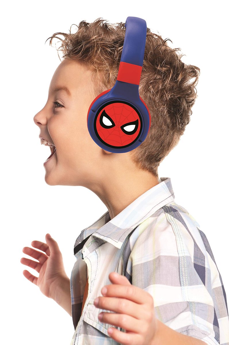 Lexibook Spiderman 2-in-1 Bluetooth Stereo Kids Headset, Kablosuz, Kablolu, Limited Sound, Foldable, Ayarlanabilir, Girl/Boy, Red/Blue, HPBT010SP