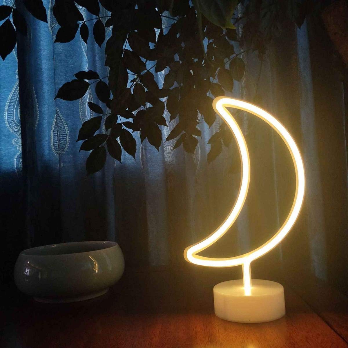 Buffer Dekoratif Pilli Ay Tasarımlı 3D Neon Led Masa Ve Gece Lambası