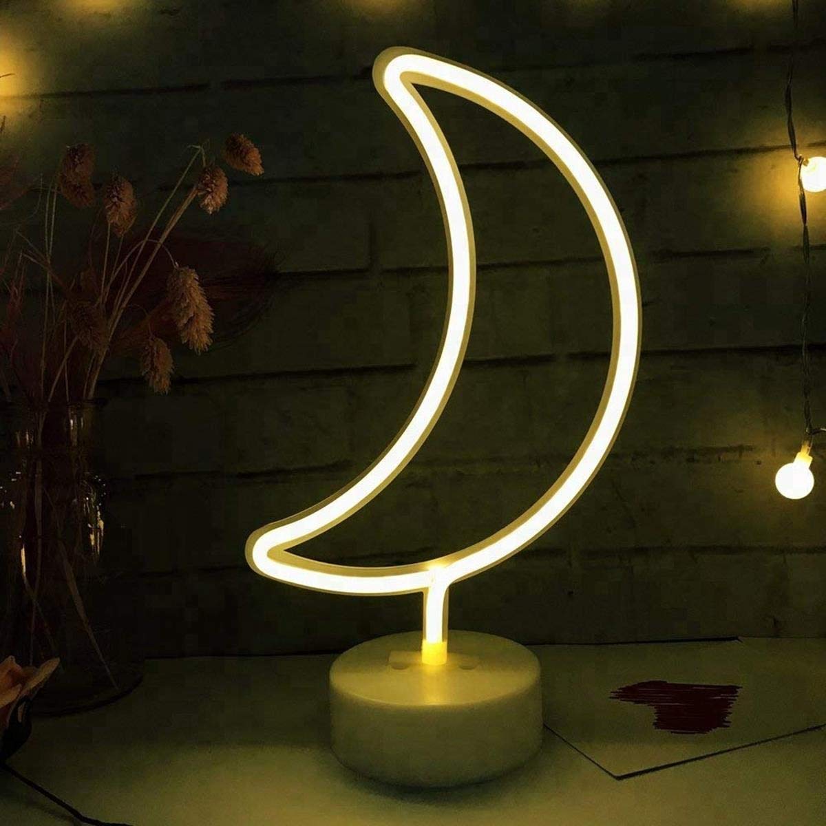 Buffer Dekoratif Pilli Ay Tasarımlı 3D Neon Led Masa Ve Gece Lambası