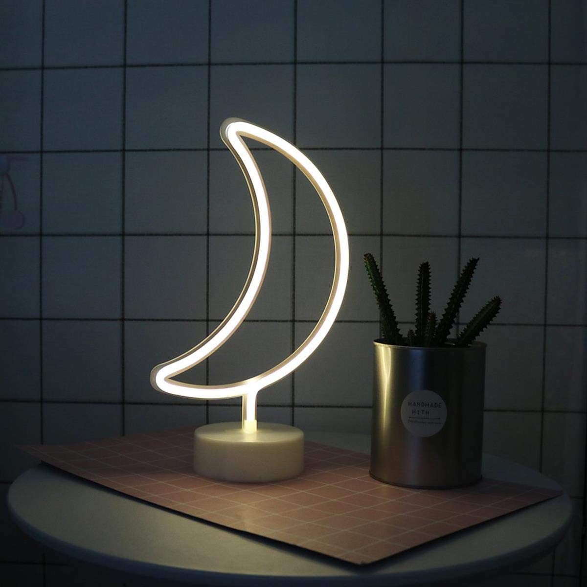Buffer Dekoratif Pilli Ay Tasarımlı 3D Neon Led Masa Ve Gece Lambası