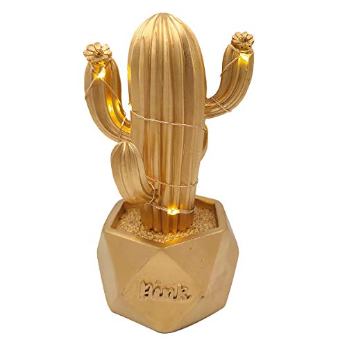 Buffer Led Işıklı Sevimli Kaktüs Dekoratif Masa Lambası Mini Biblo Gece Lambası-GOLD
