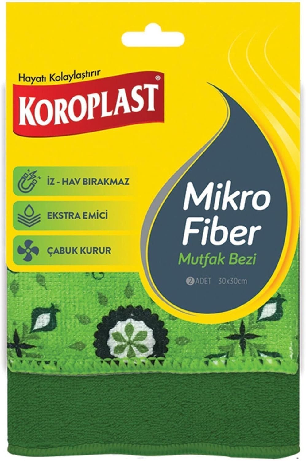 Koroplast Mikrofiber Mutfak Bezi 2'li Set, Hızlı Kuruyan Uzun Ömürlü Mikrofiber Temizlik Bezi Seti, Yüksek Toz ve Sıvı Emiş Gücü, Mutfak, Ofis, Ev için Tüy ve Çizik Bırakmayan Temizlik Bezi