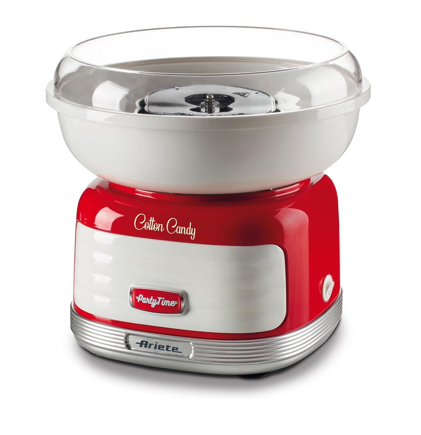 Ariete Party Time Pamuk Şeker Yapma Makinesi Kırmızı 2973/00 - Cotton Candy Machine, 450 Watt, Toz Şeker veya Sert Şekerlerle Uyumlu, 4 Koni ile Pratik Kullanım, Kolay Temizleme
