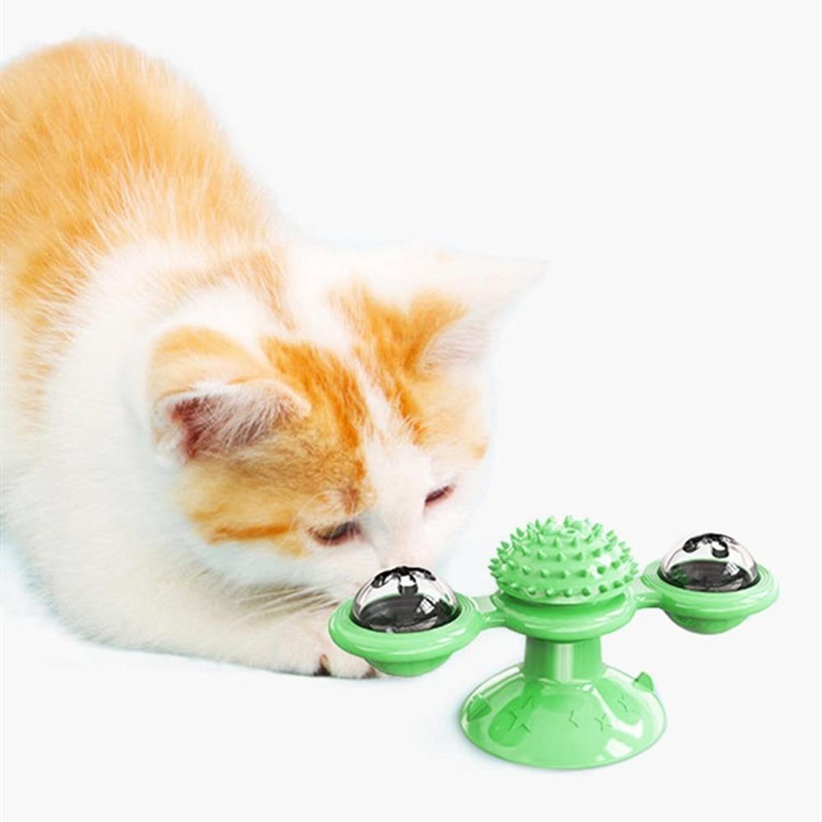 Buffer Pet Malzemeleri Vantuzlu Fırıldak Toplu Dönen Şeffaf Depo Tasarım İnteraktif Kedi Oyuncağı