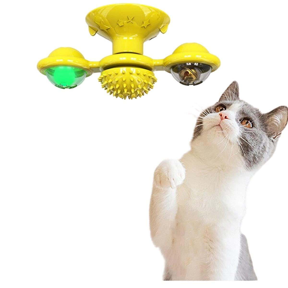 Buffer Pet Malzemeleri Vantuzlu Fırıldak Toplu Dönen Şeffaf Depo Tasarım İnteraktif Kedi Oyuncağı