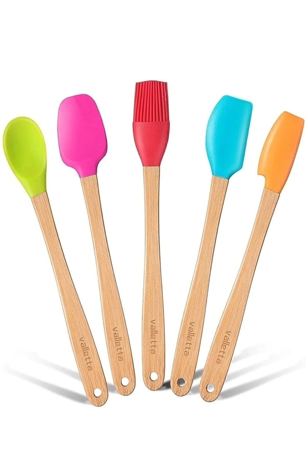 Valletta Indigo 5 li Renkli Bambu Silikon Spatula Seti Uzun 26cm