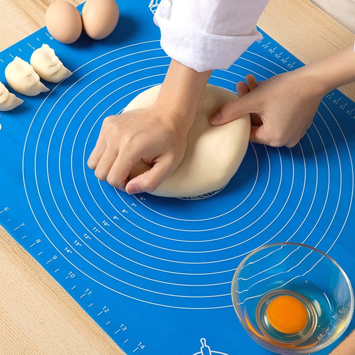 BUFFER® 40 * 50 cm Silikon Ölçekli Kullanımı Kolay Hamur Açma Matı Ekmek Mantı Makarna Hamuru Yoğurma Matı
