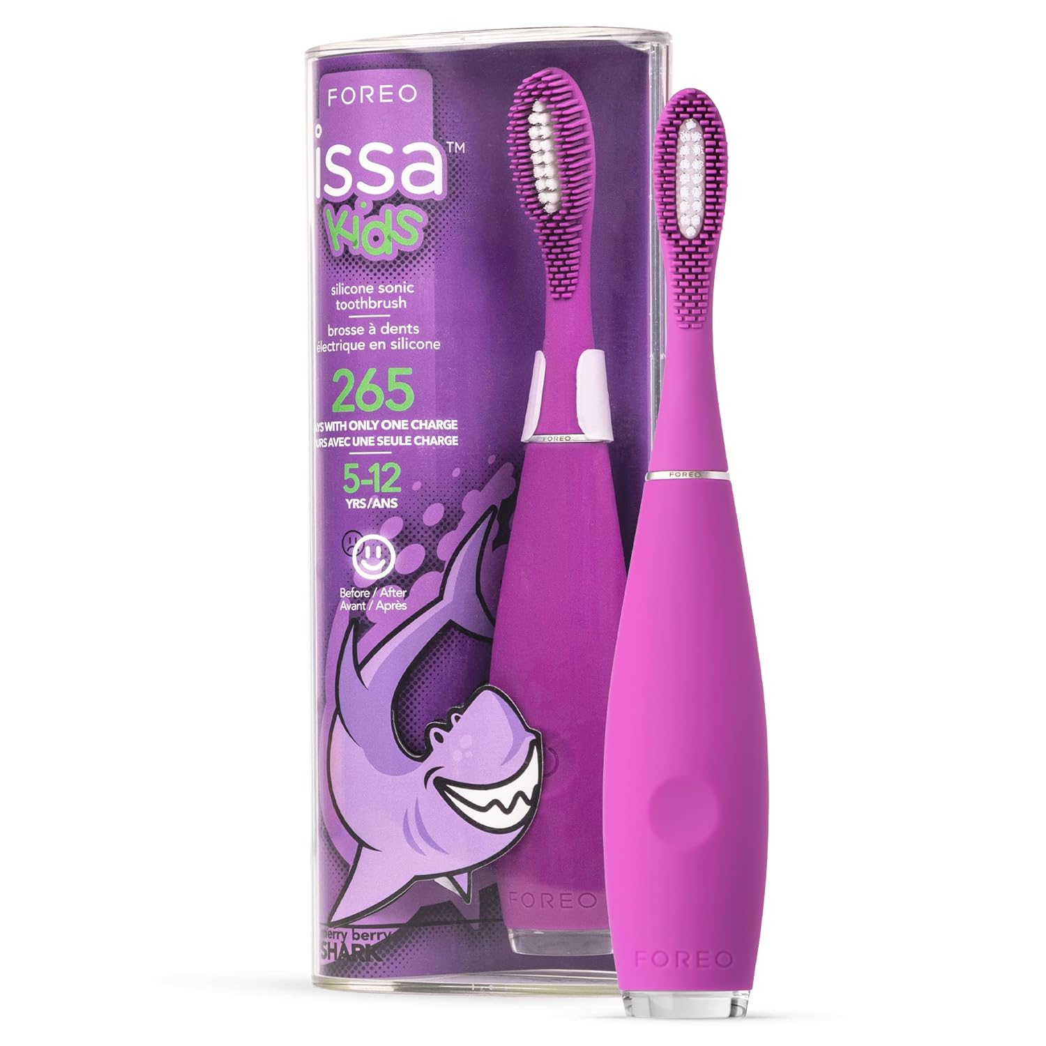 FOREO ISSA kids Çocuk Diş Fırçası (5-12 Yaş için), Merry Berry Shark