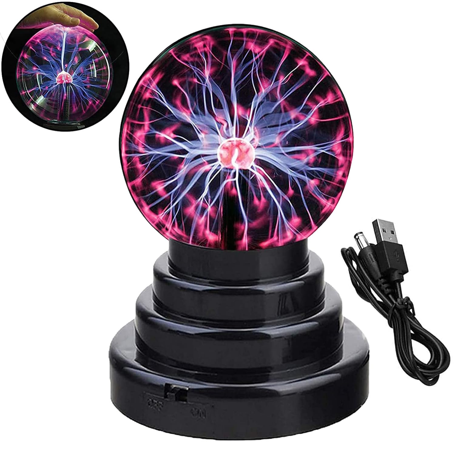 BEIAOSU Plazma küresi, flaş küresi, plazma lambası, küçük plazma lamba, USB şarj kablolu, sihirli plazma topu, mini plazma ışını, parti, disko, çocuk odası için dekorasyon