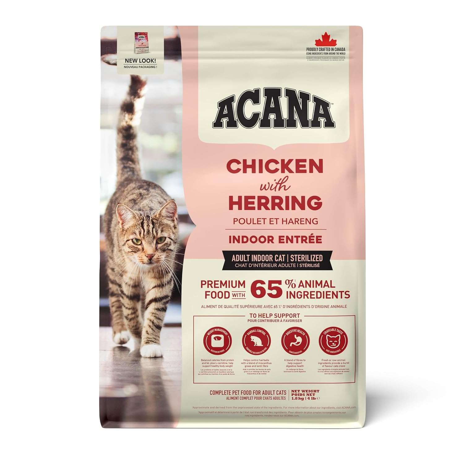 Acana Indoor Entree Sterilised Kısırlaştırılmış Kuru Kedi Maması, Serbest Dolaşan Tavuk ve Hindili, Yetişkin, 1.8 kg