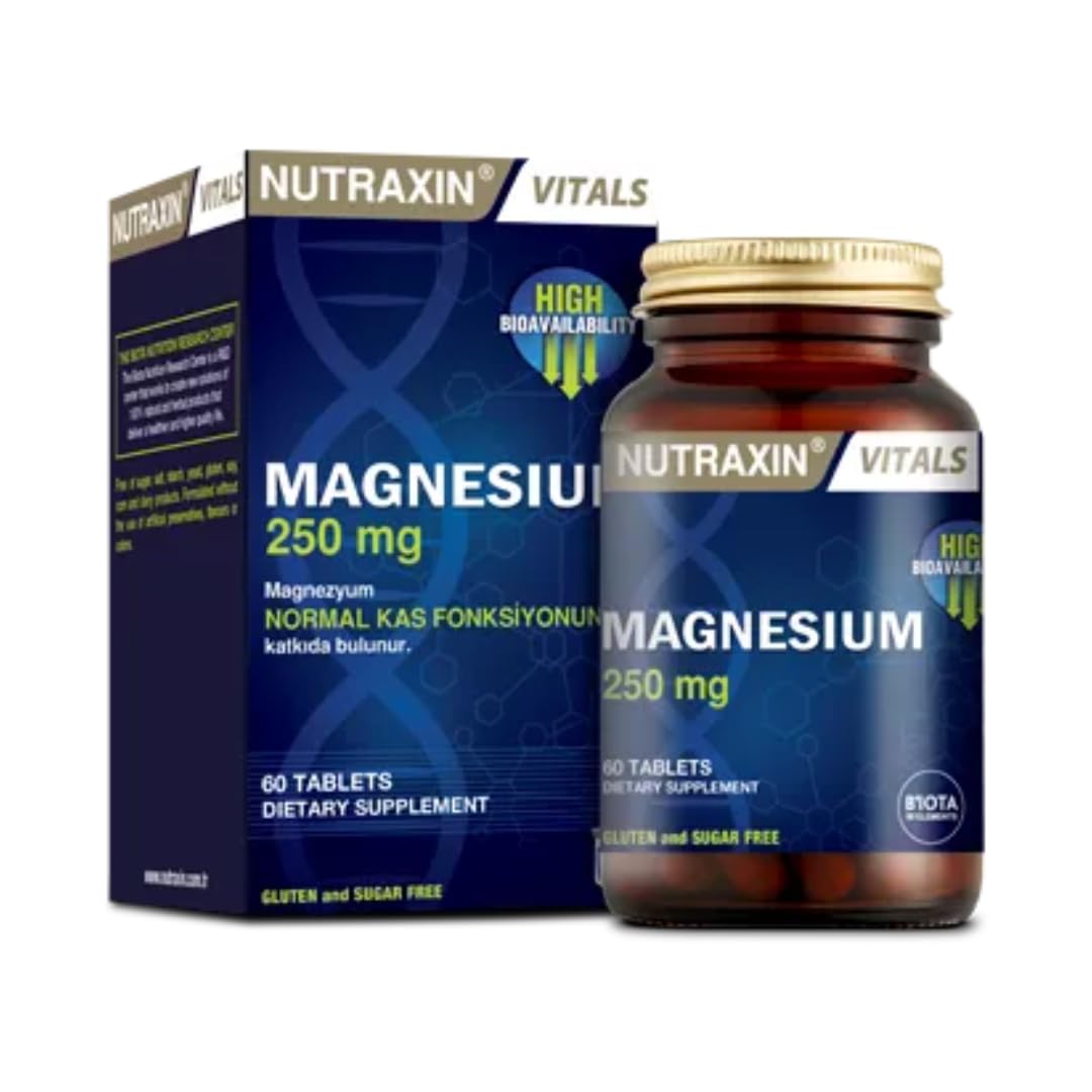 Nutraxin Vitals Magnesium 250 mg 60 Tablet Takviye Edici Gıda