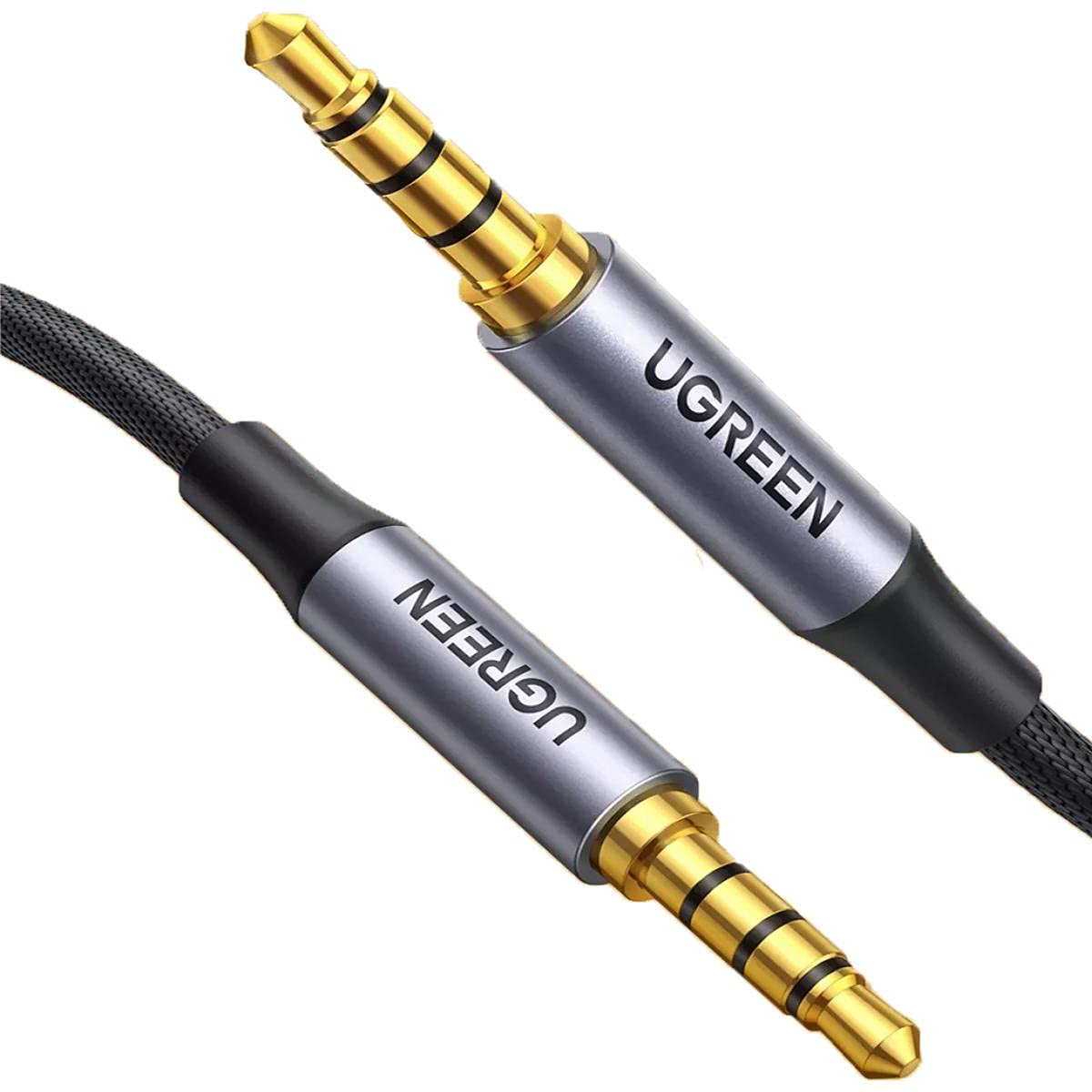 Ugreen 3.5 mm Hi-Fi Erkek to Erkek TRRS Aux Ses ve Mikrofon Kablosu 1.5 Metre Siyah
