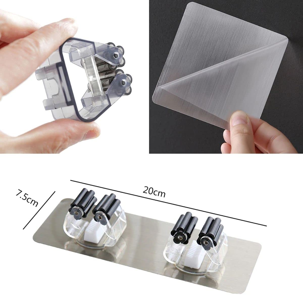 BUFFER® Pratik Organizer 4'lü Yapışkanlı Fırça Paspas Mop Fırça Sabitleyici Ergonomik Alet Aparatı
