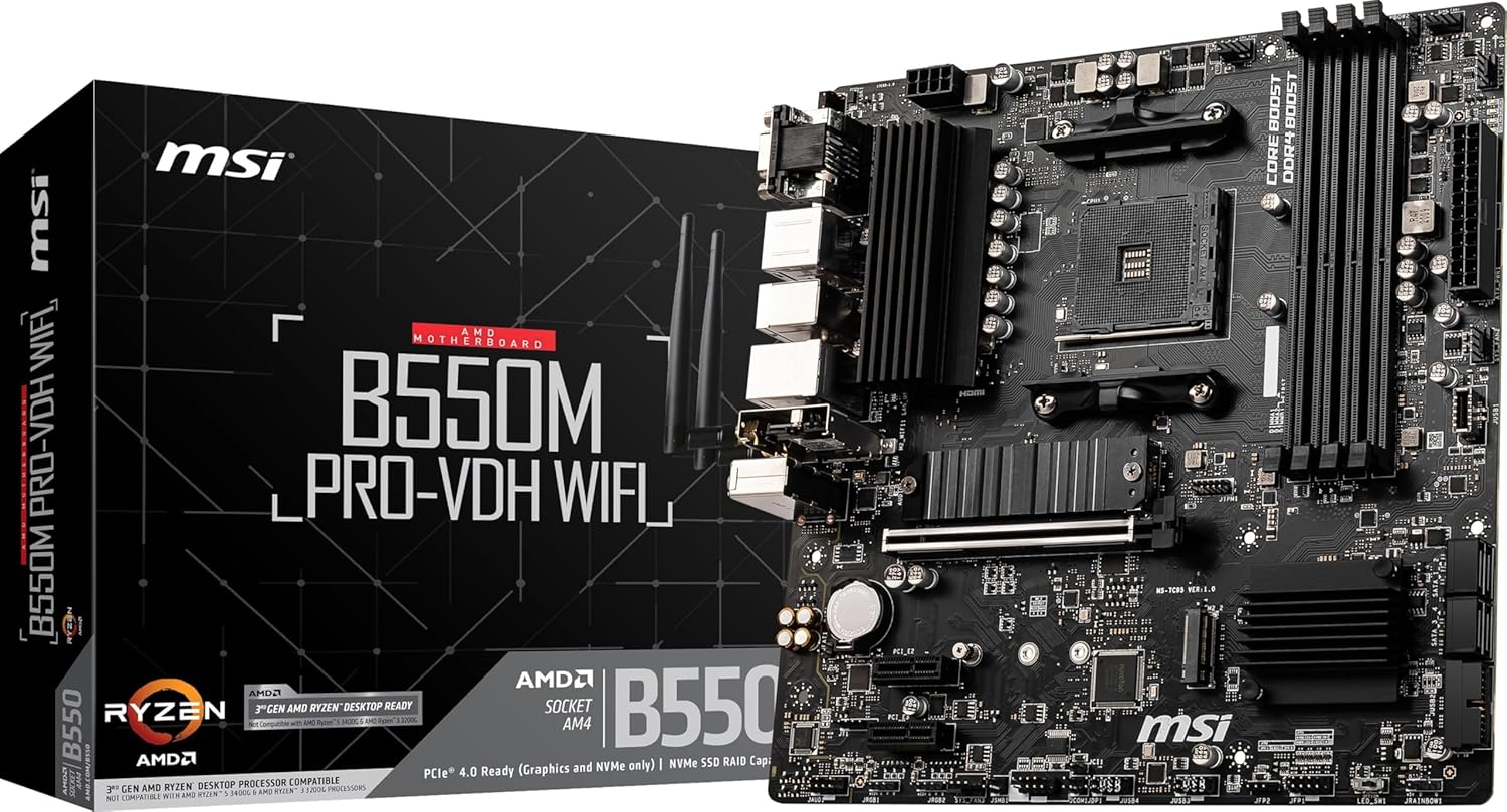 MSI B550M PRO-VDH AM4 DDR4 4400(OC) HDMI DP VGA M.2 USB3.2 MATX Anakart