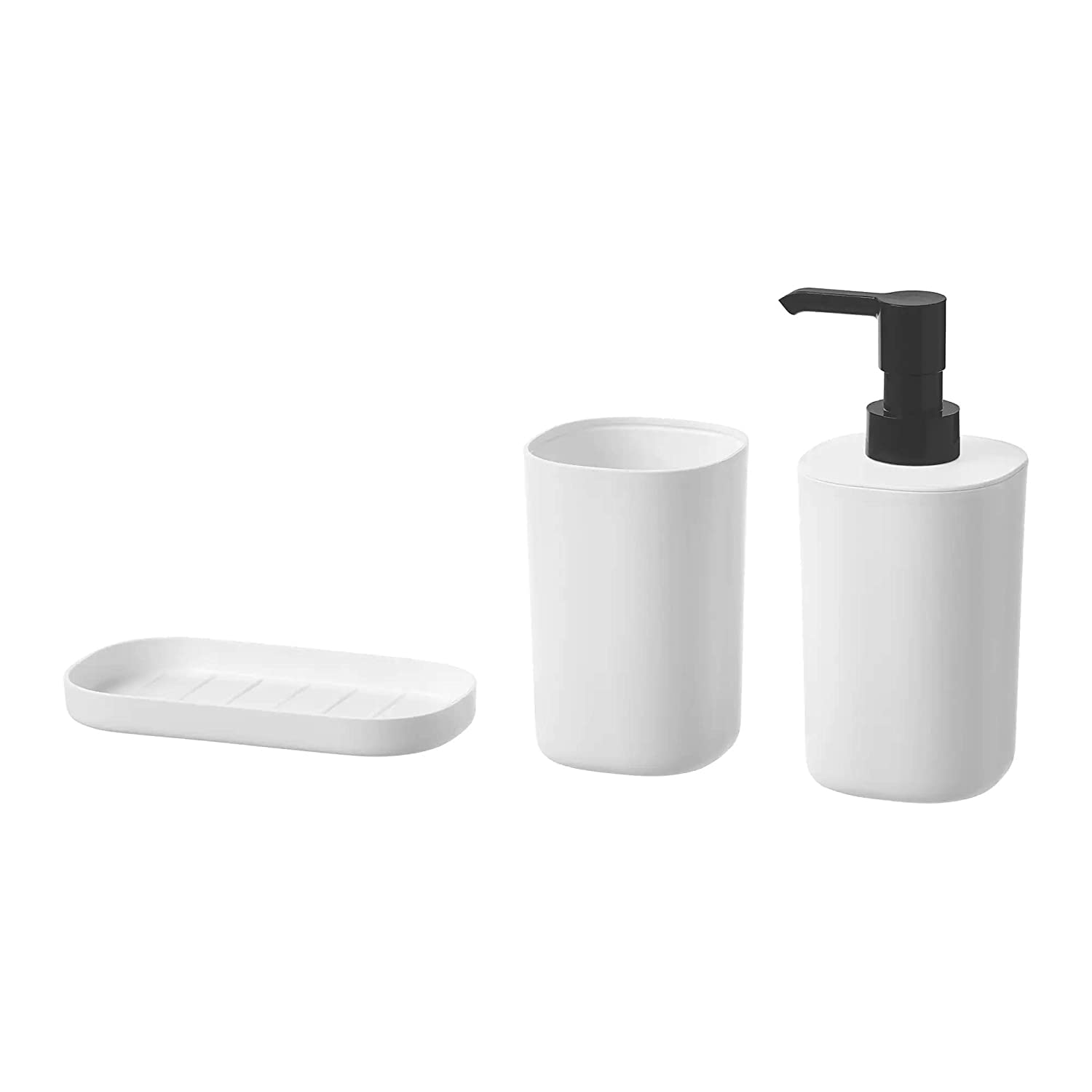 IKEA ASIA 3 Parça Banyo Aksesuar Setleri, Sabunluk, Diş Fırçası Tutucu ve Tepsi, Beyaz