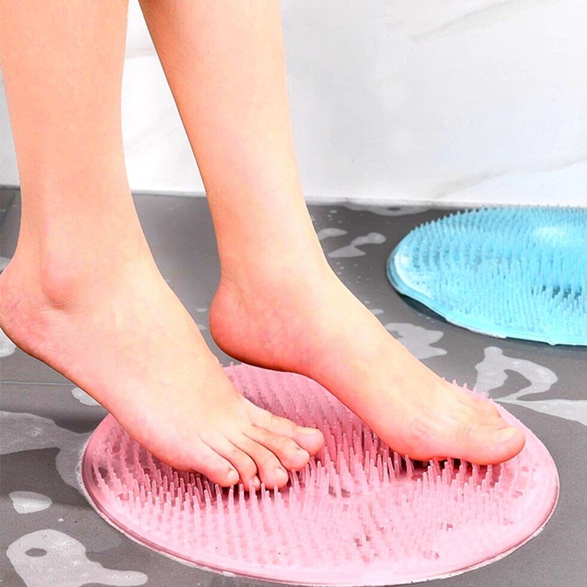 BUFFER® Silikon Fırçalı Banyo Masaj Matı ve Ayaklar için Topuk Masaj Paspası