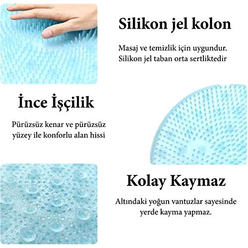 BUFFER® Silikon Fırçalı Banyo Masaj Matı ve Ayaklar için Topuk Masaj Paspası