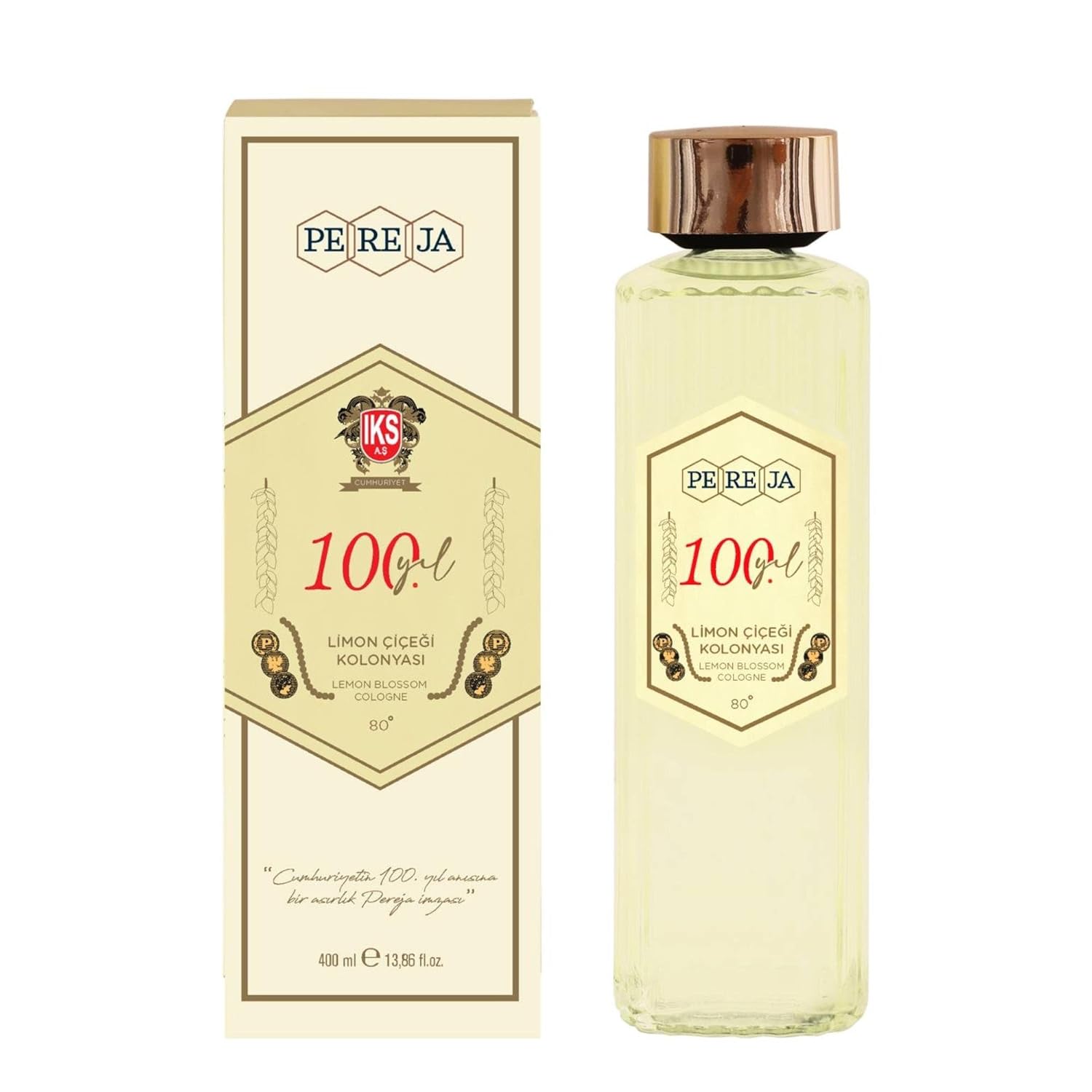 Pereja Kolonya 400 ml Limon Çiçeği 100.Yıl Cam Şiş