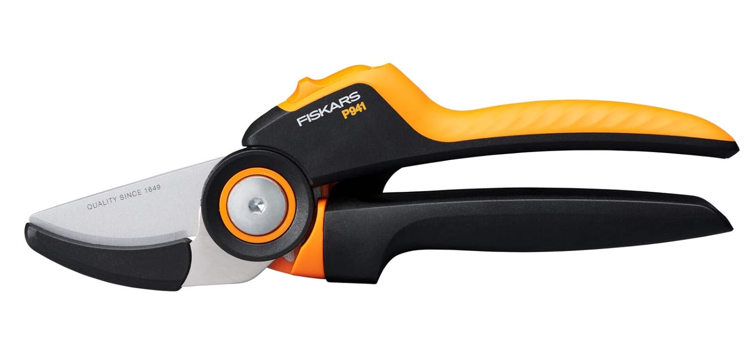 Fiskars Anvil Bahçe Makası, X-Serisi PowerGear, P941, Döner Sap, Kuru Dallar İçin, Yapışmaz Kaplama, Paslanmaz Çelik Bıçaklar, Uzunluk: 22,2 cm, Siyah/Turuncu, 1057174