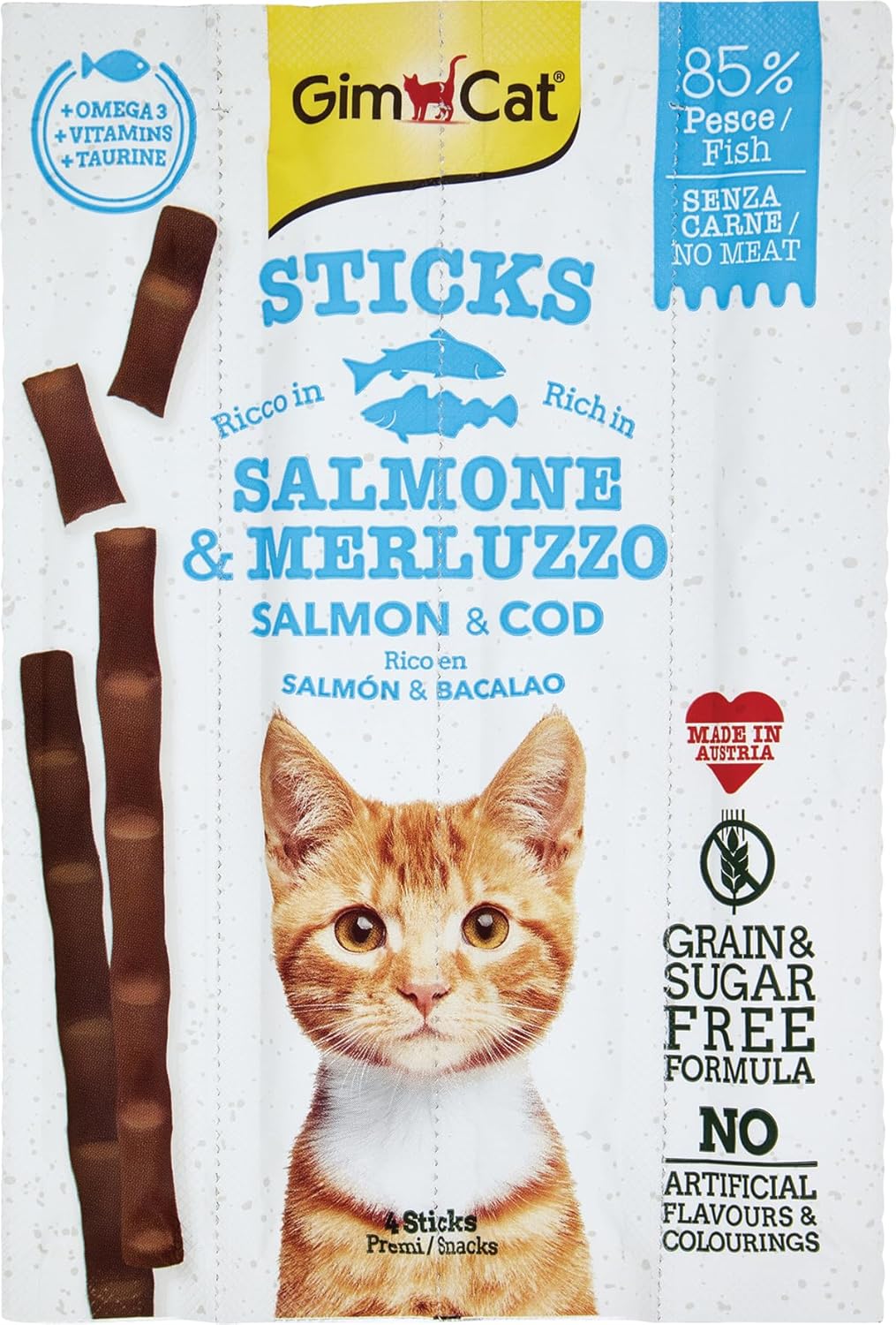 GimCat Sticks Somon & Atlantik Morina Tahılsız Ödül Çubukları 4'lü 20 gr