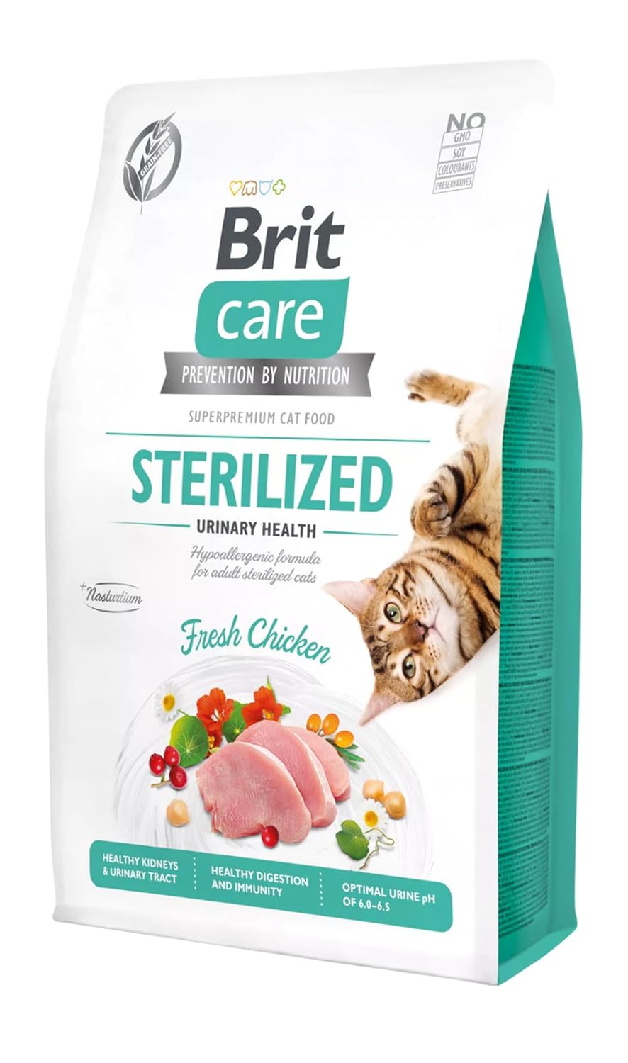Brit Care Urinary Health, İdrar Yolu Problemi Olan Kısırlaştırılmış Kediler İçin, Tahılsız, Hipoalerjenik, Taze Tavuk Etli Kuru Mama, 2 kg
