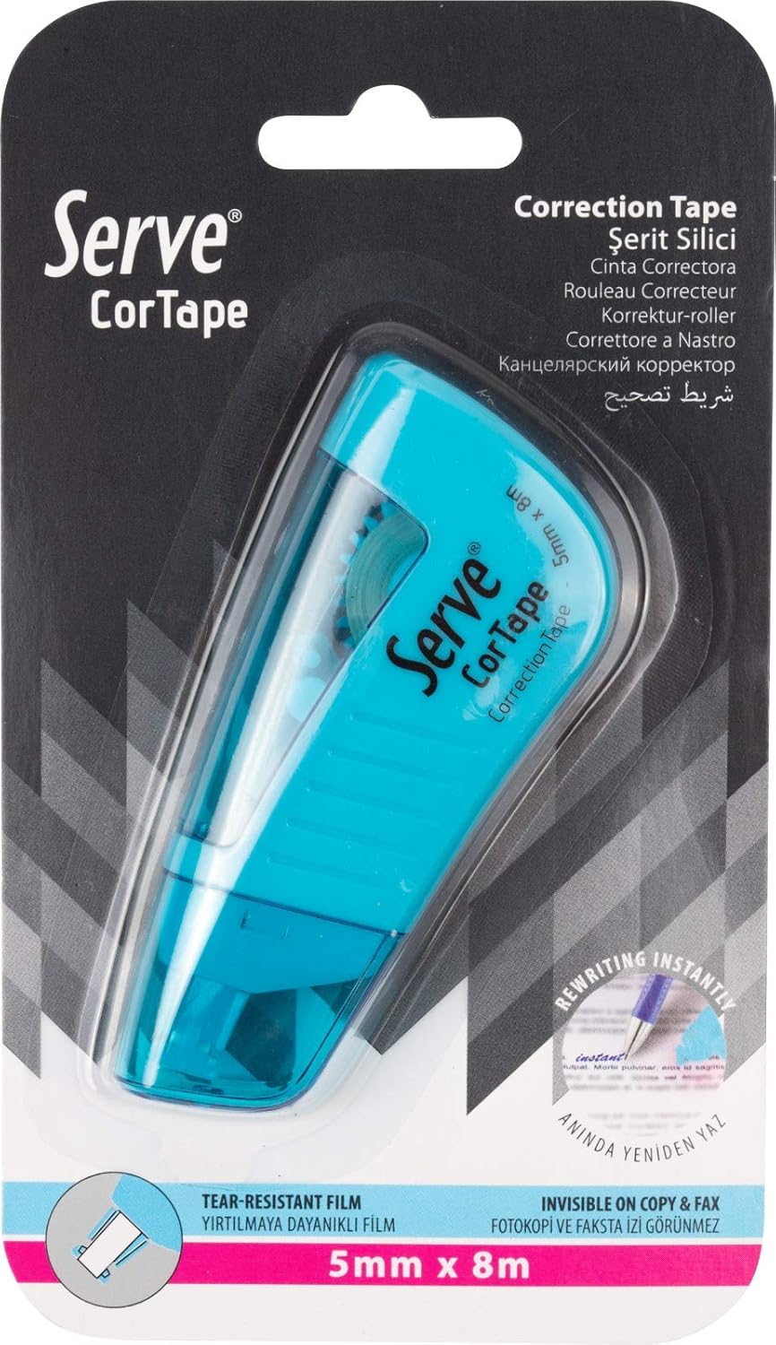 Serve Cortape Şerit Silici 5 mm*8Mt Fosforlu Mavi Tekli Blister
