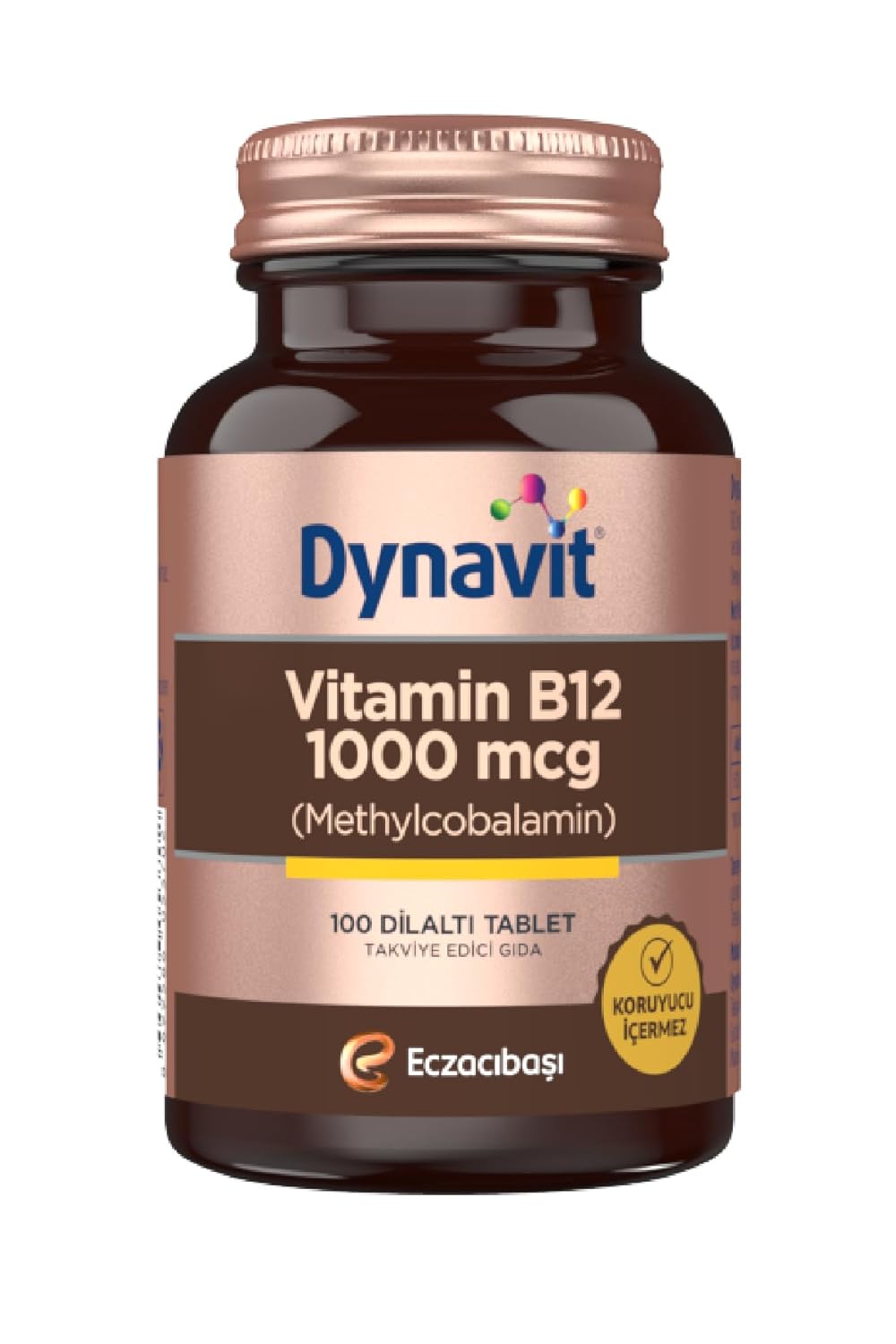 Dynavit 1000 mcg B12 Vitamini Metilkobalamin 100 Dil Altı Tablet Takviye Edici Gıda (1 x 100 Tablet)