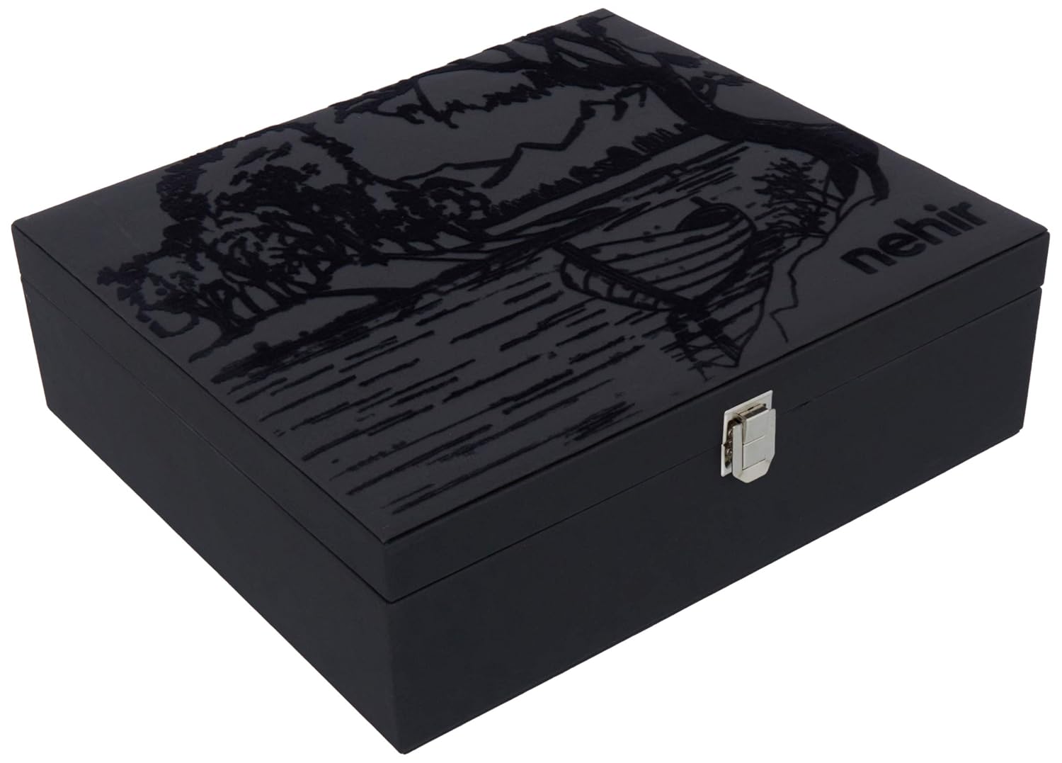 Nehir Deniz Sade 12 Kişilik 84 Parça Deri Kutulu Çatal Kaşık Bıçak Takımı