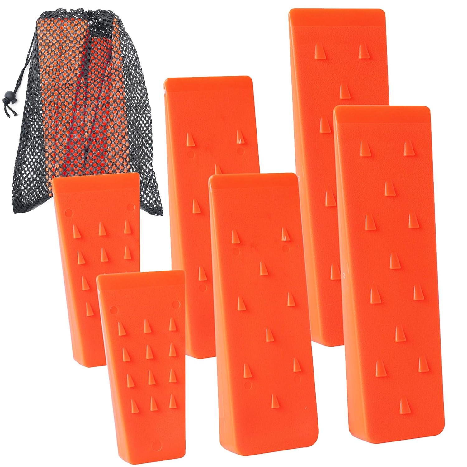 AR-PRO Güvenli Ağaç Kesimi için Sivri Uçlu 6 Paket Ağaç Kesme Takozları - 2 Adet 10 ", 8" ve 5.5" Saklama Torbalı Takozlar; Ağaçları Rehberlemek için 6 Felling Köpek, Kaydediciler ve Fallers için Stabilize