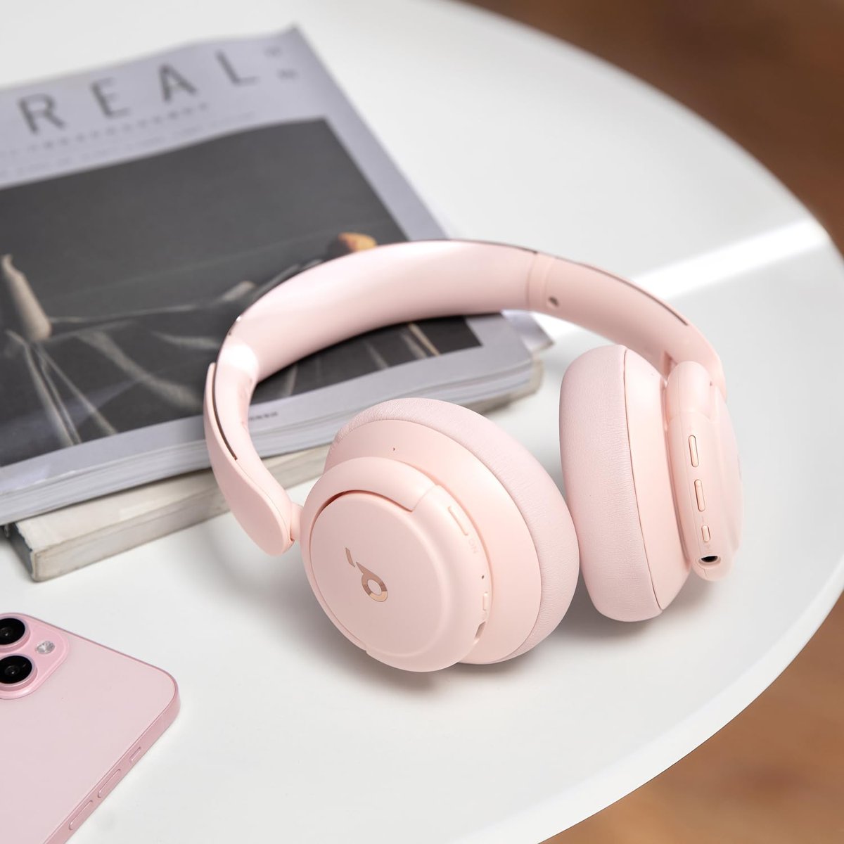 soundcore Anker Q30 Bluetooth kulaklık, hibrit aktif gürültü yalıtımı, bireysel modlar, Hi-Res ses, EQ uygulamada 40 saat pil, rahat tutuş, 2 cihaz bağlantısı (pembe)