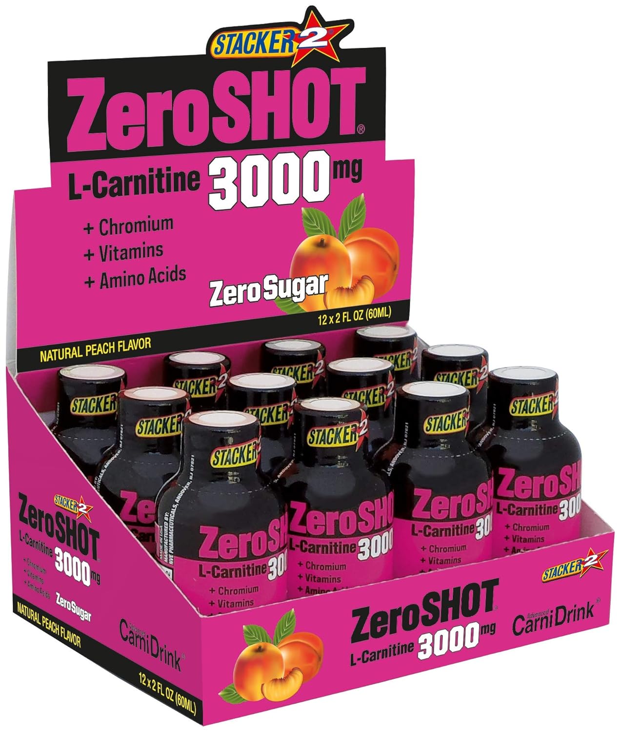ZeroSHOT Zeroshot Peach 3000Mg 60Ml X 12 Adet 1 Paket(1 x 720 ml)