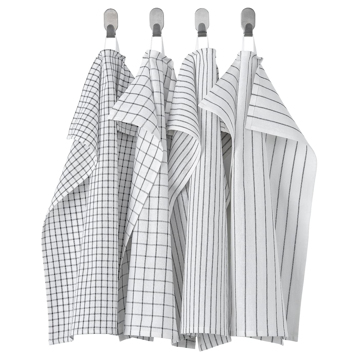 Ikea RINNIG Çay Havlu, Beyaz/Koyu Gri/Desenli, 18x24 (45x60 cm)
