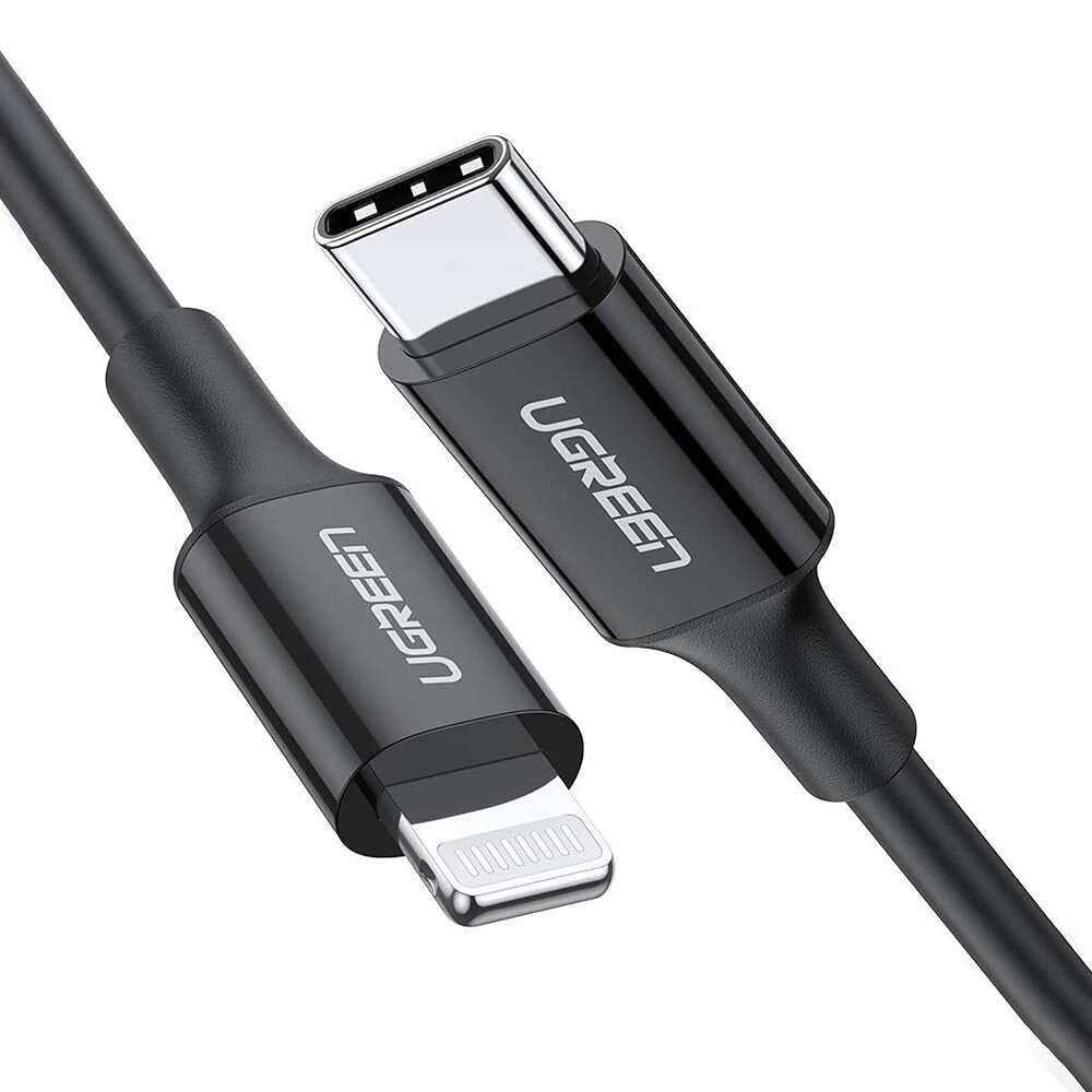 Ugreen, MFi Lisanslı USB-C & Lightning Data ve Şarj Kablosu, 2 Metre, Siyah, 60752