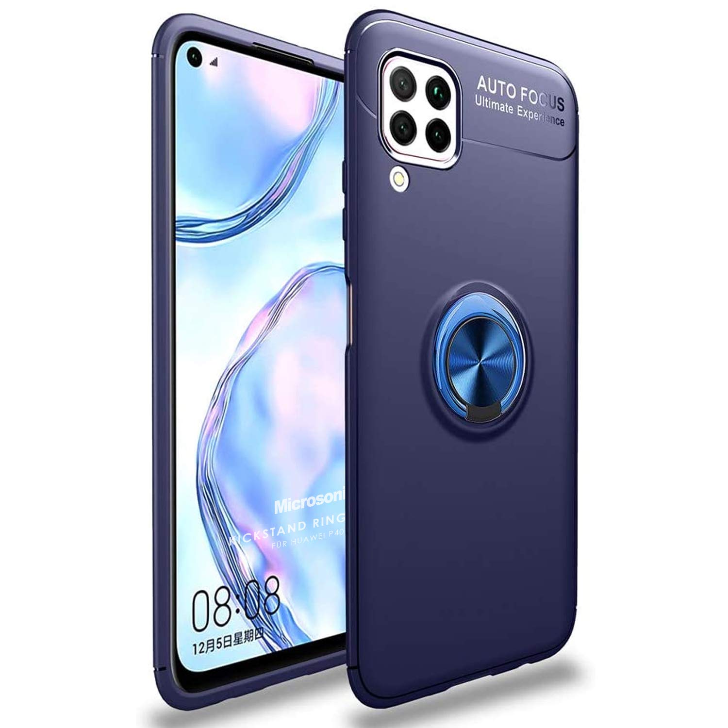 Microsonic Huawei P40 Lite için Kılıf Kickstand Ring Holder Lacivert [P40 Lite ile Uyumlu Kılıf - Lacivert]