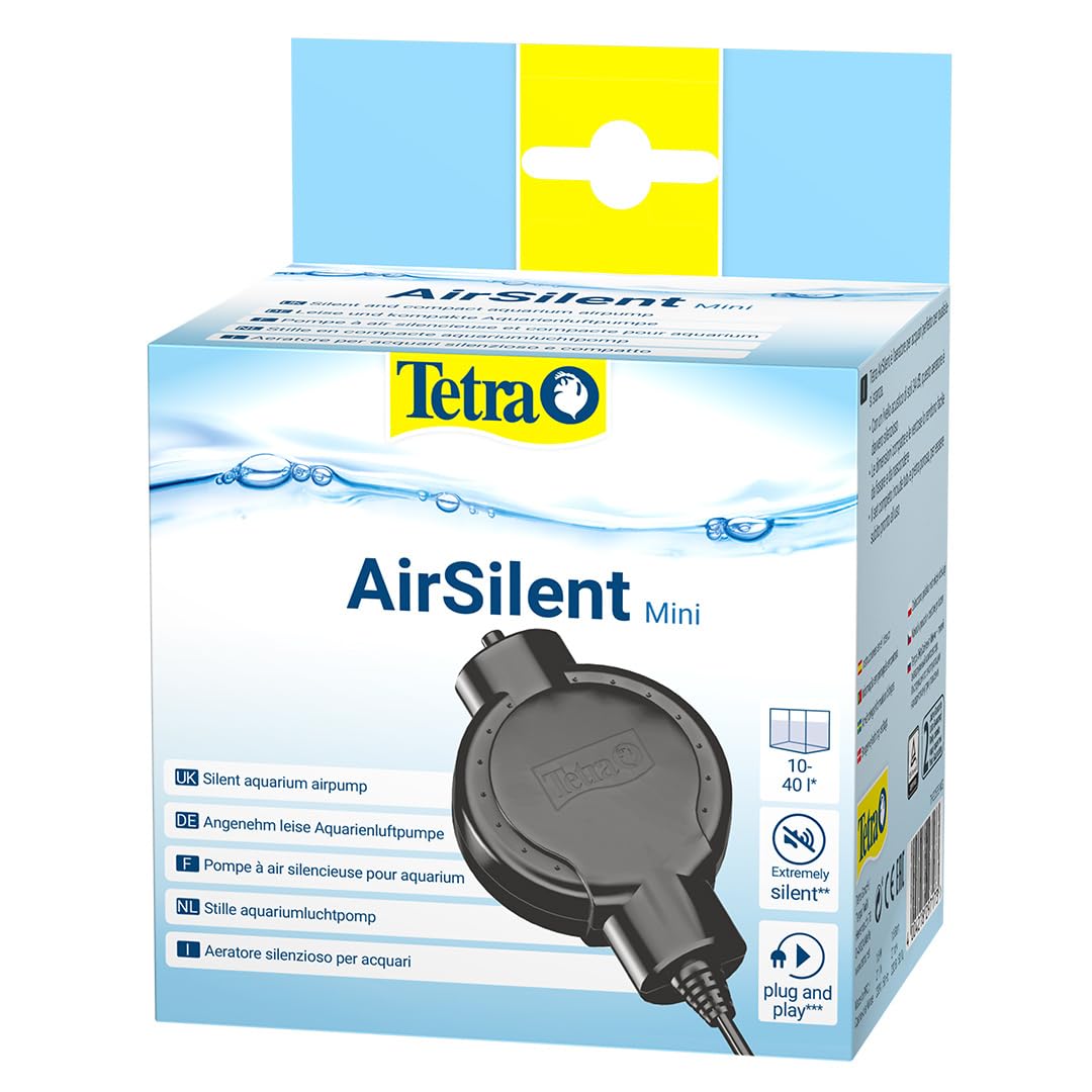 Tetra AirSilent – sessiz akvaryum hava pompası, komple set, kaçma taşı dahil, akvaryumu güvenilir bir şekilde oksijenle besler, 10 – 80 l akvaryum için çeşitli boyutlarda