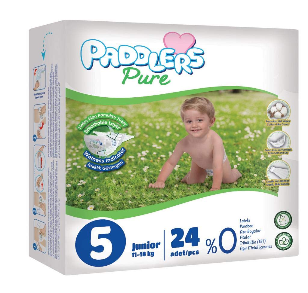 Paddlers Pure Bebek Bezi 5 Numara Junior 24 Adet (11-18 kg) Eko Paket