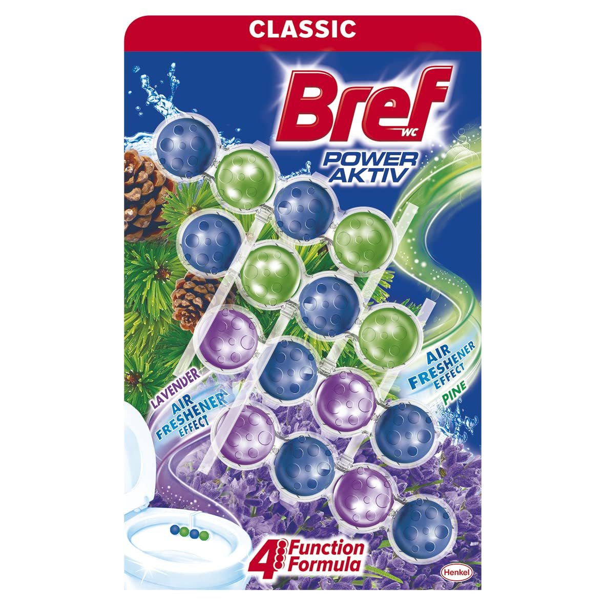 Bref Power Active Çam ve Lavanta Kokulu 4'lü Klozet Bloğu 4 x 50 g, Çam & Lavanta 4